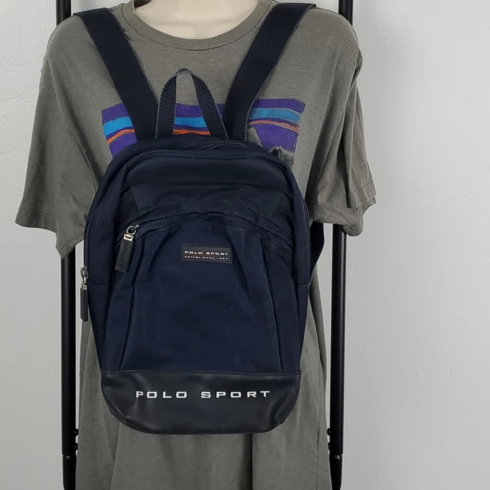 Vintage Polo Sports Ralph Lauren blue backpack Y2K